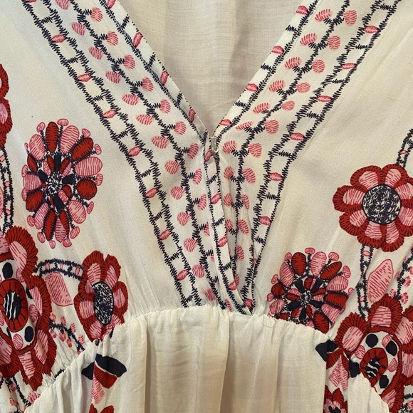 White and floral print long cotton dress - Picture 3 of 7